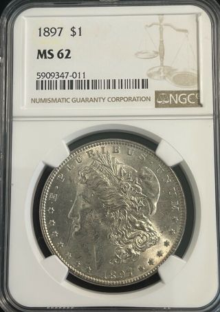 1897 Morgan Silver $1 Ngc Ms62