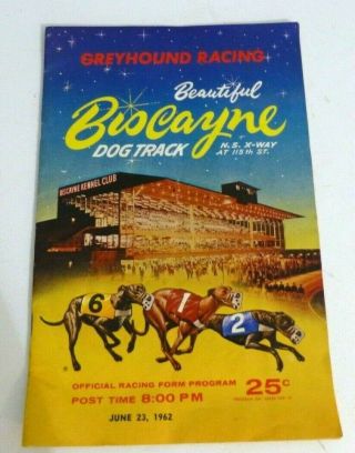 Vintage Dog Greyhound Racing Form - 1962 - Biscayne Dog Track - Florida