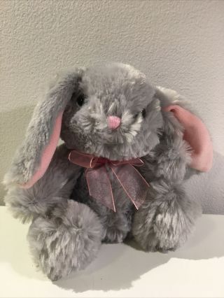Adorable Dan Dee Gray Bunny Rabbit Plush Collectors Choice Animal Bow