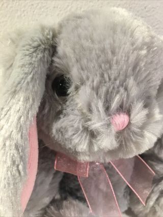 Adorable Dan Dee Gray Bunny Rabbit Plush Collectors choice Animal Bow 2