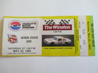 Vtg 1985 Charlotte Winn Dixie 300 Nascar Ticket Stub Tim Richmond Race Winner