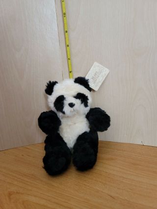 Russ Bears Of The Past Ping Panda Teddy Bear Black White 6 " Fluffy Has Tag Nwt