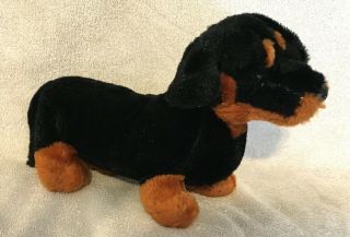 Ganz Webkinz 10 " Black Brown Dachshund Plush Stuffed Animal Weiner Dog Soft Cute