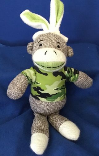Dan Dee Easter Bunny Rabbit Ears Sock Monkey Plush Toy Green Camo Camouflage 13 "