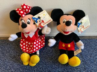 Small Mickey & Minnie Mouse 9 " Plush Soft Toys Disneyland Paris C59