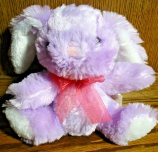 Dan Dee Purple & White 7 " Bunny Rabbit W/pink Bow Plush Stuffed Animal Toy 506