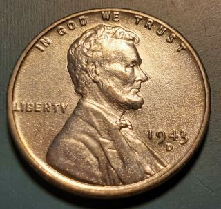 1943 D / D Lincoln Wheat Steel Penny Unc Uncirculated W68