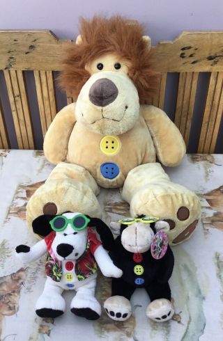 Humatt Buttons Soft Toy Bundle X 3 (lion & 2 Dogs)