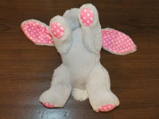Dandee Gray Polka Dot Feet Fluffy Bunny Rabbit Stuffed Plush Pink 13 