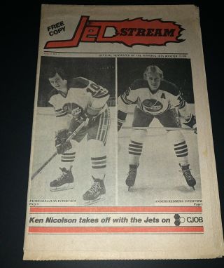 Winnipeg Jets 1977 - 78 Wha Jetstream Booster Club Newspaper (sullivan & Hedberg)