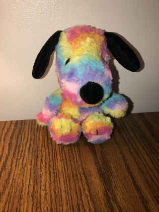 Hallmark Snoopy Peanuts Easter Rainbow Tie Dye Plush Dog Stuffed Toy