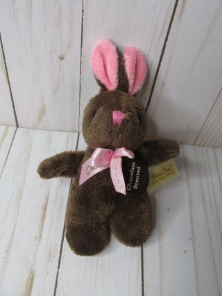 J5 Dan Dee Chocolate Scented Bunny Plush 5 " Easter Stuffed Animal Brown Pink