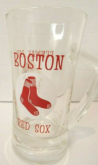 Boston Red Sox Fenway Park Beer Mug Clear Glass With Red Lettering 6 