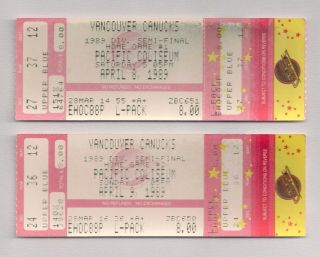 1989 Calgary Flames Stanley Cup Champions @ Canucks Round 1 Games 3 & 4 Tickets