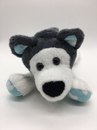 Animal Adventure Gray & White Plush Husky Puppy Dog Blue Paws White Hearts 9 "