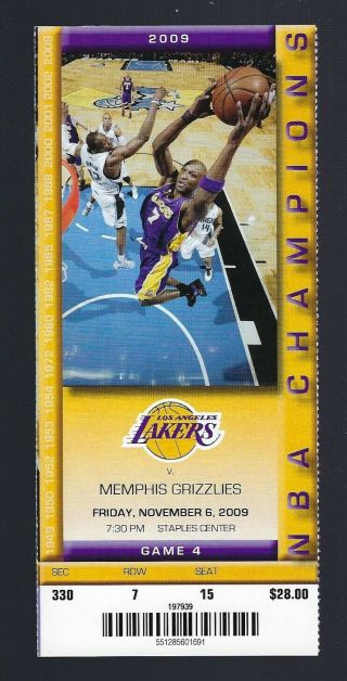 2009 Nba Los Angeles Lakers Full Ticket - Kobe Bryant 24,  000 Points 11/6