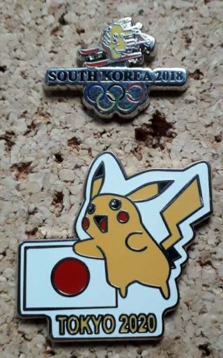 2 Pin Olympic Games Tokyo Japan 2020 Pikachu Pokemon Pyeongchan 2018