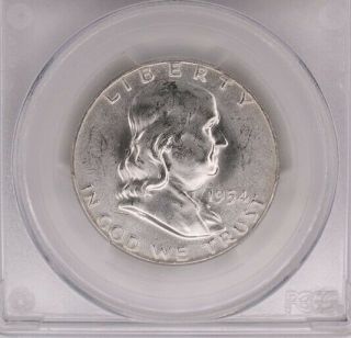 1954 Franklin Silver 50 Cents Pcgs Ms - 63 " Bugs Bunny " Fs - 401