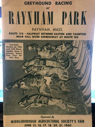 Raynham Greyhound Program 1960 Middleborough Fair