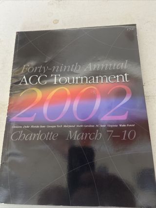 2002 Acc Atlantic Coast Conference Basketball Tournament Program - Charlotte