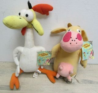 Rare Pms Cartoon Network Cow And Chicken 2002 Soft Toys With Tags