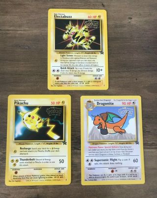 Set Of Pokemon Movie 1 Black Star Promo Cards - Pikachu,  Electabuzz,  Dragonite