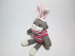 Dan Dee Sock Monkey Easter Bunny Ears Plush 11 
