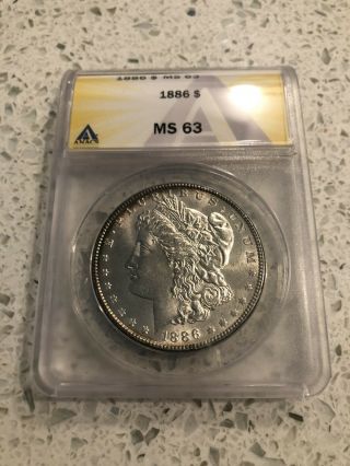 1886 Morgan Silver Dollar Ms 63 Anacs