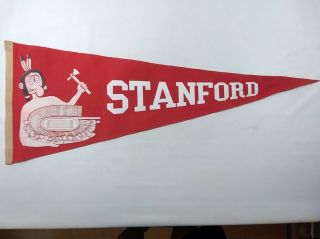 Vintage Stanford University Felt Pennant Flag Banner Indians Cardinals Football