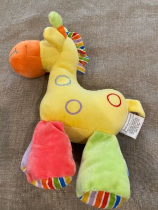 First Impressions Giraffe Plush Bright Colors Stripes Stuffed Plush Animal Toy