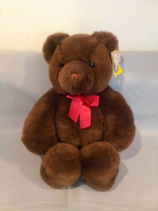 Gund Marshmallow Brown Teddy Bear 17” Stuffed Plush Red Bow 4258 W/tag