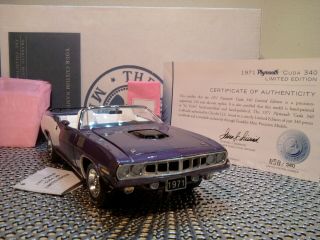 Franklin 1971 Plymouth Cuda 340.  1:24.  Nos.  Ultra Rare Le.  Nos.  Docs.  Undisplayed