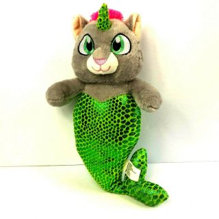 Kellytoy Unicorn Mermaid Cat Plush Stuffed Toy Green Gray Rainbow 15 "