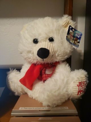 Fiesta Polar Bear Plush White Red Scarf Stuffed Animal Jesus Loves Me Nwt
