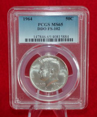 1964 Kennedy Silver Half Dollar Pcgs Ms65 Fs - 102 Ddo Doubled Die Obverse Coin
