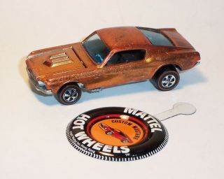 Hot Wheels Mattel Vintage Redline 1968 Custom Mustang Hong Kong Orange Spb - Vgc