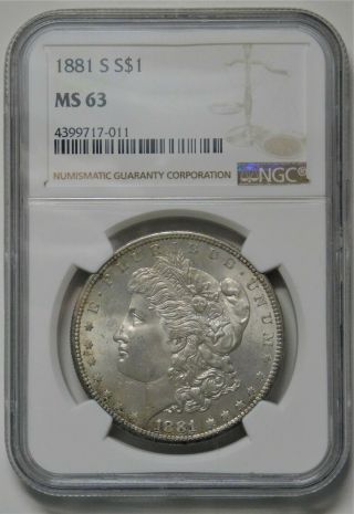 1881 - S Ngc Ms 63 Morgan Silver Dollar 106