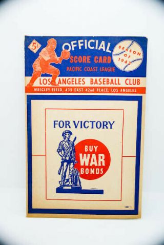 1943 Los Angeles Baseball Club Pacific Coast League Program Score Card