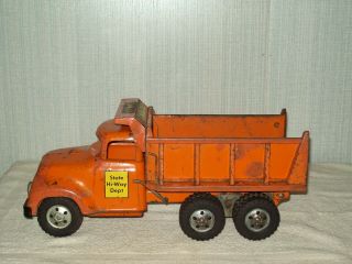 Tonka 1957 Orange State Hi - Way Dept Big Mike Dual Hydraulic Tandem Dump Truck