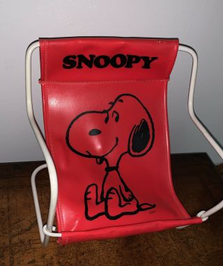 SNOOPY 1958 Red Vinyl PEANUTS Sling BEACH LOUNGE CHAIR 4 Plush Toy Doll VINTAGE 2
