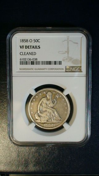 1858 O Seated Liberty Half Ngc Vf Silver 50c Coin Priced To Sell