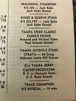 Tampa Greyhound Track Past Performance Book 1982 - 83 Season 3