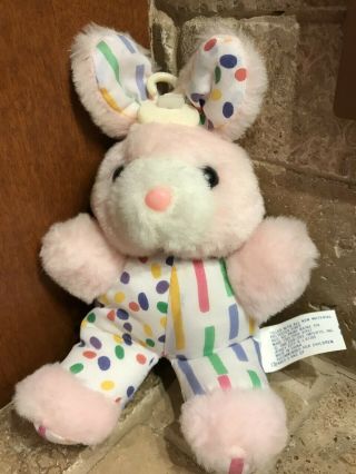 Vintage 1988 Dan Dee Pink Plush Bunny 6 Inches By 4.  5 Inches And Fresh