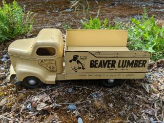 Vintage Minnitoys Pressed Steel Truck Beaver Lumber Advertising
