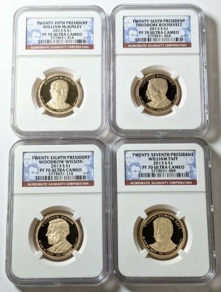 4 Coin Set 2013 - S Pr 70 Presidential Dollars - 175303s