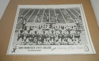 1971 Puget Sound Vs San Francisco State Football Program Loggers Gators Ups Ncaa
