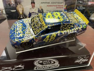 Autographed Jimmie Johnson 2016 Homestead Race Win Elite 1/24 And Display