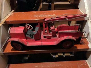 1920s Buddy L Pressed Steel Aerial Ladder Toy Fire Truck Could Be