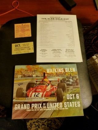 Oct 6 1974 Watkins Glen Grand Prix Souvenir Program W/ Stubs Formula 1 Racing