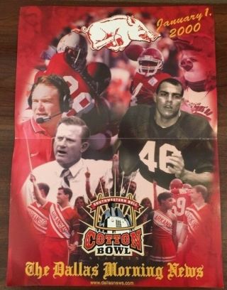 Rare 2000 Arkansas Razorbacks Vs Texas Longhorns Cotton Bowl Football Poster